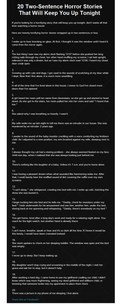 20 horror sentences