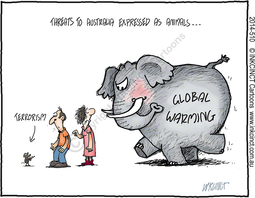 2014-510--threats-to-Australia-expressed-as-animals---TERRORISM-GLOBAL-WARMING-ENVIRONMENT